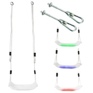 Záhradná hojdačka DOSKA sedadlo biele LED farby + záves 2 ks SADA