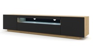 RTV skrinka 200 cm stojaca dub artisan čierna + LED