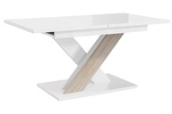 Stół rozkładany kuchenny biały połysk sonoma 80 x 140 - 180 x 75 cm