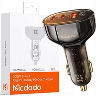 Ładowarka Samochodowa Mcdodo, USB/USB-C, PD 100W LCD Quick Charge, brązowa