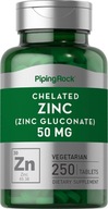 PipingRock Zinc Zinok Chelátovaný Glukonát 50mg 250 tabs vege