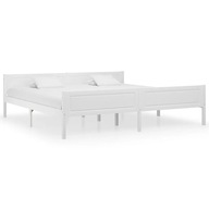 Rama łóżka z litego drewna sosnowego, biała, 200 x 200 cm