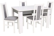 Zestaw Rozkładany biały stół i 4 krzesła DO KUCHNI