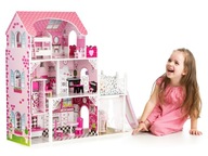Drevený domček pre bábiky s výťahom xxl šmýkačka ECOTOYS