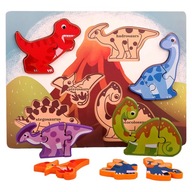 Drevené Montessori puzzle, kognitívny dinosaurus v ranom detstve