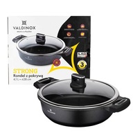 Patelnia głęboka trwała non-stick z pokrywką Valdinox Strong 28 cm indukcja