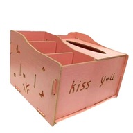 Wielofunkcyjne drewniane pudełko na chusteczki pudełko do przechowywania pilota w kolorze różowym