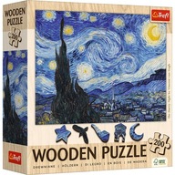 Drevené puzzle 200 dielikov Drevené puzzle 200 - Hviezdna noc, Vincent van Gogh