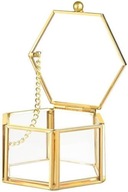 Feyarl Szkatułka na biżuterię, złote szklane pudełko na biżuterię małe