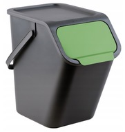 Kôš na triedený odpad čierny, zelená klapka