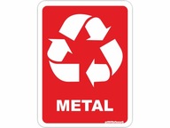 Naklejka NA KOSZ do segregacji METAL odpady metalowe DUŻA 15x20 cm