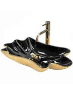 Umywalka Ceramiczna Nablatowa Rea Infinity Złota Black/Gold + Korek