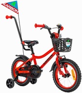 Rower Karbon Rocket 14 cali Czerwony Dla Chłopca Dziecięcy z prowadnikiem
