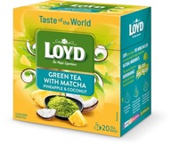 Herbata zielona Loyd Green Tea with Matcha, Pineapple & Coconut 20x1,5g