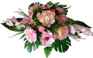 Stroik na grób, kompozycja kwiatowa, hortensja, różowy