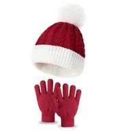 Trzyczęściowy komplet dziecięcy czapka szalik rękawiczki na drutach