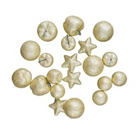 Hviezdičky jablka gule na zdobenie zlatých ladičiek s trblietkami 20 el.