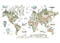 Samolepky na stenu Mapa sveta so zvieratkami