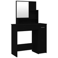 Toaletný stolík so zrkadlom, čierny, 86,5x35x136 cm