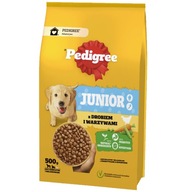 Pedigree Junior Sucha karma dla psów z drobiem i warzywami 500 g
