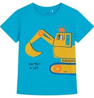 T-shirt chłopięcy Koszulka dziecięca Bawełna niebieski 104 z koparką Endo