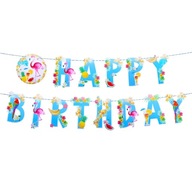 Baner Girlanda urodzinowa Happy Birthday Flamingi Hawaje ALOHA 300cm