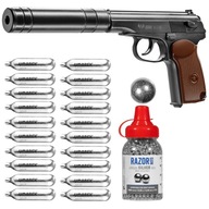 MAKAROV UMAREX LEGENDS KGB 4,5mm TŁUMIK WIATRÓWKA +1500 BB +20 CO2 ZESTAW