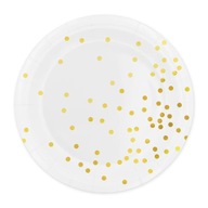 Papierové taniere biele so zlatými bodkami narodeniny