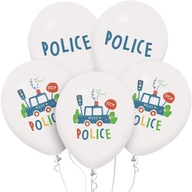 Balony pastelowe POLICJA 1-99 urodziny party radiowóz auta Mix 5szt