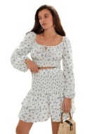 SHEIN VIRÁGMINTÁS EKRÜ SZOKNYA FODROS FELSŐRÉSSZEL