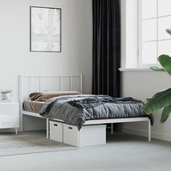 Kovový rám postele s čelom biely 90x200 cm