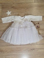 Mamatti Detské šaty s dlhým rukávom tyl biela veľ. 68