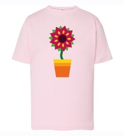 Koszulka dziecięca różowa 150g kwiatek, 110-122 cm
