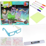 Magiczna Tablica LED 3D Podświetlana do Rysowania Dinozaury Okulary Mazak