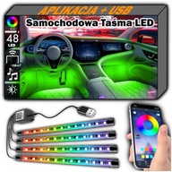 TAŚMA LED do Samochodu LEDY RGB Gadżety Kabiny 4w1 Zestaw USB + APLIKACJA