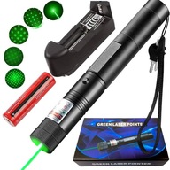 MOCNY WSKAŹNIK LASEROWY LASER POINTER ZIELONY AKU + ŁADOWARKA I NAKŁADKA