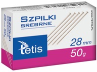 Szpilki srebrne stalowe długie 28mm Tetis 50g