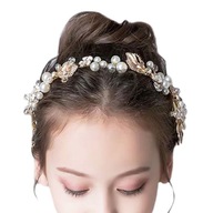 VENIEC Čelenka Kvety na vlasy Listy perly svadba