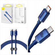 BASEUS kabel ładowarka USB-C na USB-C 100W PD 1,2m niebieski Crystal Shine