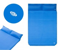 Lekka mata materac samopompujący 2 osobowy turystyczny z poduszką niebieska