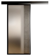 Drzwi Szklane Przesuwne System w Ramie 85cm Satyna w Ramie Aluminiowej