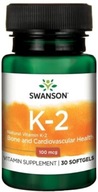 Swanson Vitamín K2 Prírodný 100 Mcg 30 K