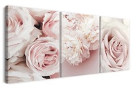 Obrazy na stenu triptychy moderné kvety svetlé ruže 60x120
