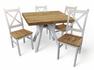 Stôl + 4 Stoličky Biela + Dub Craft štvorec 100x100 výsuvný do 200 cm