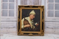 Portrét - Muž s vínom - Olejomaľba - Čierny zlatý rám