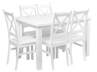 Jedálenský stôl s 5 stoličkami biely do kuchyne jedáleň Z067