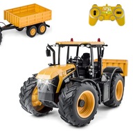 DUŻY TRAKTOR CIĄGNIK JCB Z PRZYCZEPĄ ZDALNIE STEROWANY PILOT RC LED PREZENT