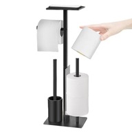 WC-PAPÍR TARTÓ ÁLLVÁNY WC KEFE TELEFONTARTÓ POLC 4IN1 FEKETE