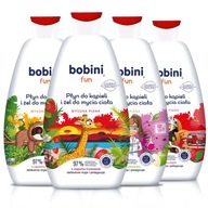 BOBINI Fun Tekutý kúpeľový gél na umývanie pre deti 2w1 Maxi Pena MIX 4x500