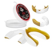 Chránič zubov boxerská čeľusť 2 vrstvy BUSHIDO bielo zlatá